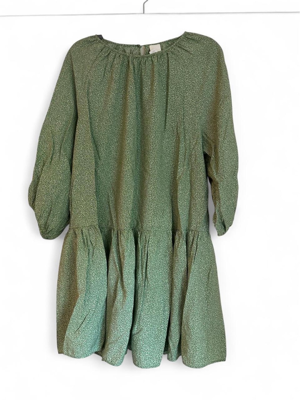 H&M Olive Green Tiered Long-Sleeve Dress
